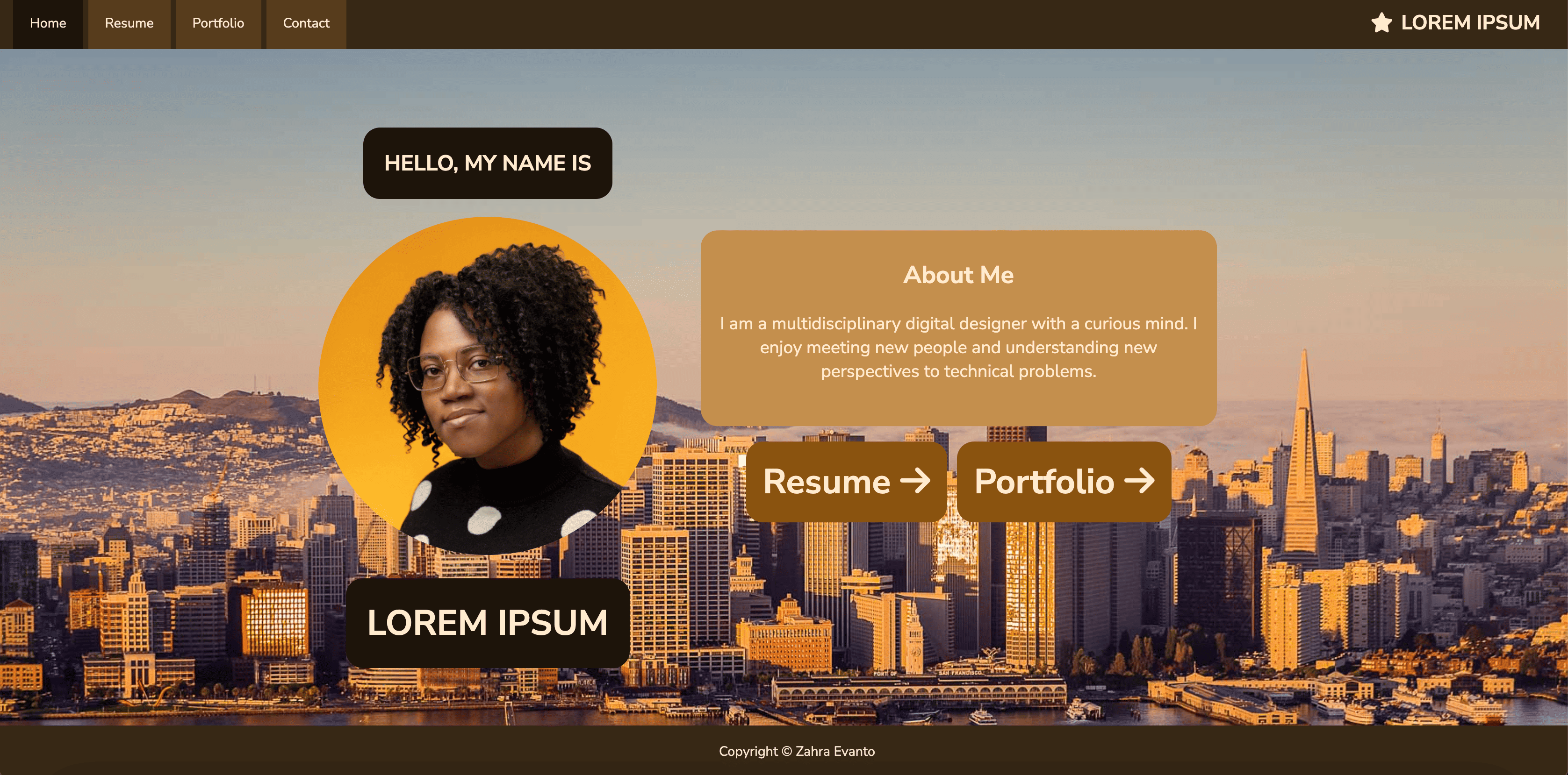 Home page of original resume template.